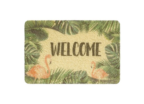 Изтривалка Кърли принт WELCOME фламинго